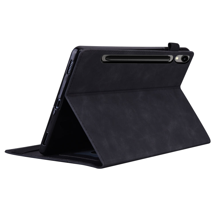 For Samsung Galaxy Tab S9 FE+ Splicing Shockproof Leather Tablet Case(Black)
