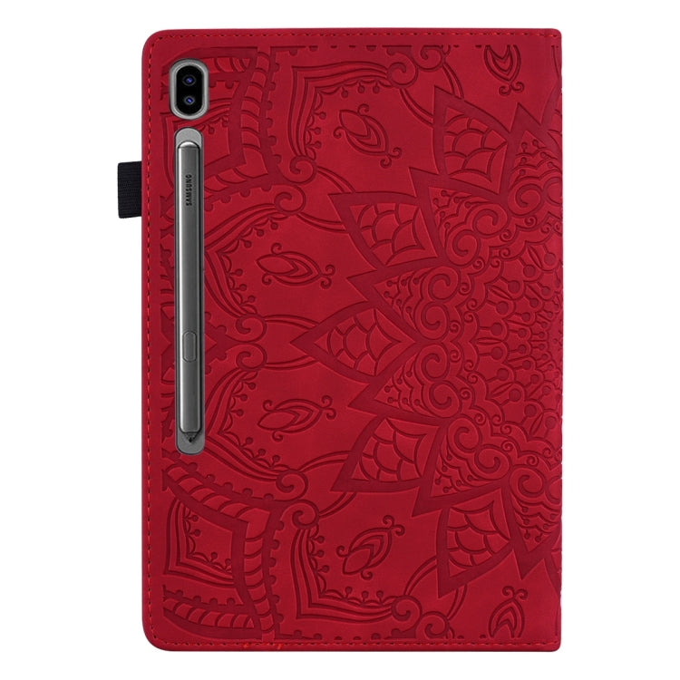For Samsung Galaxy Tab S9 FE Calf Texture Embossed Leather Tablet Case(Red)