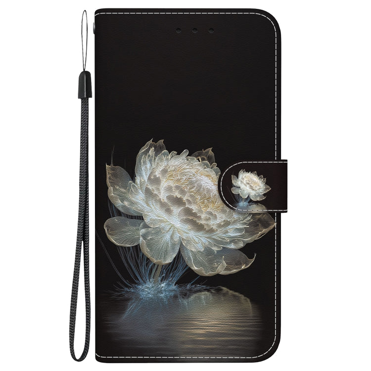 For Google Pixel 9 Pro Crystal Texture Colored Drawing Leather Phone Case(Crystal Peony)