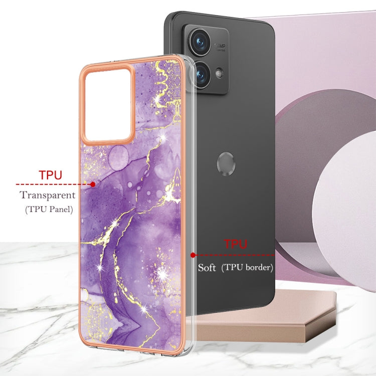 For Motorola Moto G84 Electroplating Marble Dual-side IMD Phone Case(Purple 002) - Motorola Cases by PMC TechLife | Online Shopping South Africa | PMC TechLife | Buy Now Pay Later Mobicred