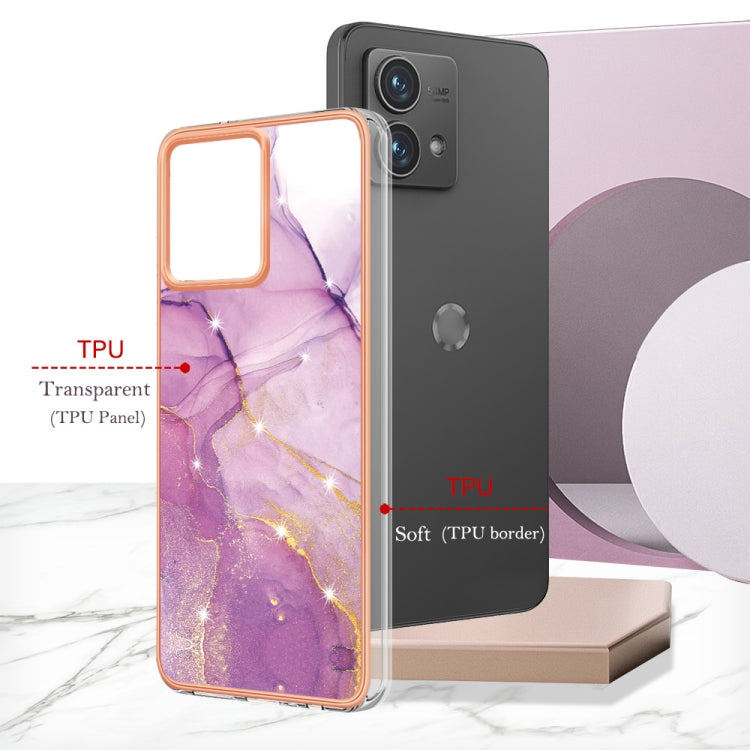 For Motorola Moto G84 Electroplating Marble Dual-side IMD Phone Case(Purple 001) - Motorola Cases by PMC TechLife | Online Shopping South Africa | PMC TechLife | Buy Now Pay Later Mobicred