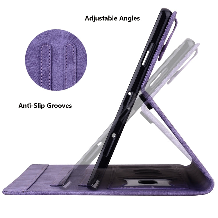 For Samsung Galaxy Tab S9 Ultra /S8 Ultra Cartoon Sakura Cat Embossed Leather Tablet Case(Purple)