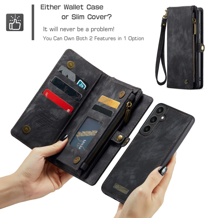 For Samsung Galaxy S23 FE CaseMe 008 Multifunctional Zipper Wallet Leather Phone Case with Lanyard(Black)