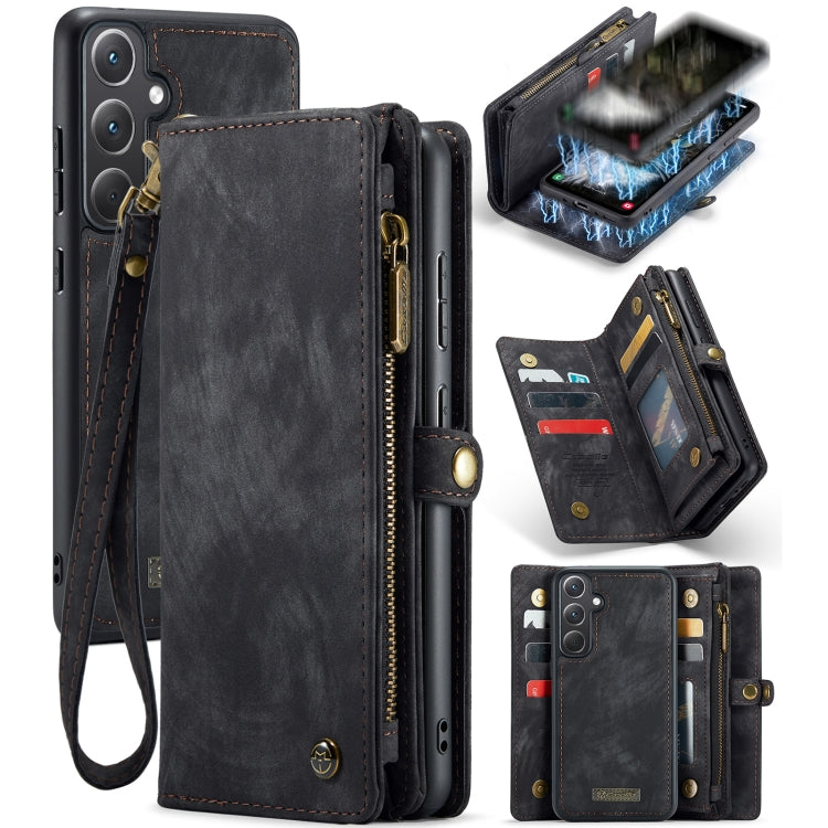 For Samsung Galaxy A35 5G CaseMe 008 Multifunctional Zipper Wallet Leather Phone Case with Lanyard(Black)