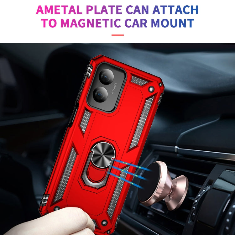 For Motorola Moto G Play 4G 2024 Shockproof TPU + PC Phone Case with Holder(Red)