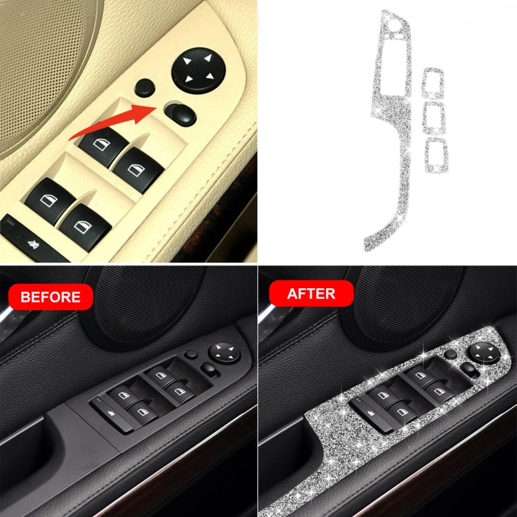 For BMW 3 Series E90 / 320i / 325i 2005-2012 Car Window Lift Panel with Folding Key 35.8cm Diamond Decorative Sticker, Left Drive - Car Interior Mouldings by PMC TechLife | Online Shopping South Africa | PMC TechLife | Buy Now Pay Later Mobicred