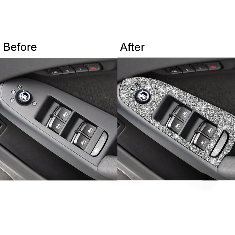 For Audi A4 / A5 / Q5 Car Door Lift Control Panel Diamond Decoration Sticker, Right Drive High Configured