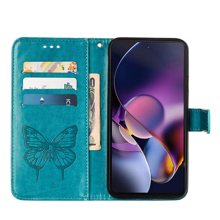 For Motorola Moto G Stylus 5G 2024 Embossed Butterfly Leather Phone Case(Blue) - Motorola Cases by PMC Jewellery | Online Shopping South Africa | PMC Jewellery | Buy Now Pay Later Mobicred