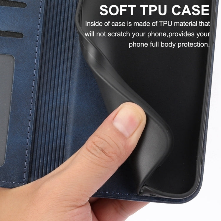 For iPhone 16e Cubic Grid Calf Texture Magnetic Leather Phone Case(Blue) - iPhone 16e Cases by PMC TechLife | Online Shopping South Africa | PMC TechLife | Buy Now Pay Later Mobicred