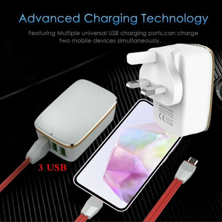 LDNIO A3304 17W 3 USB Interfaces Travel Charger Mobile Phone Charger, UK Plug - free shipping - PMC TechLife - Order now!
