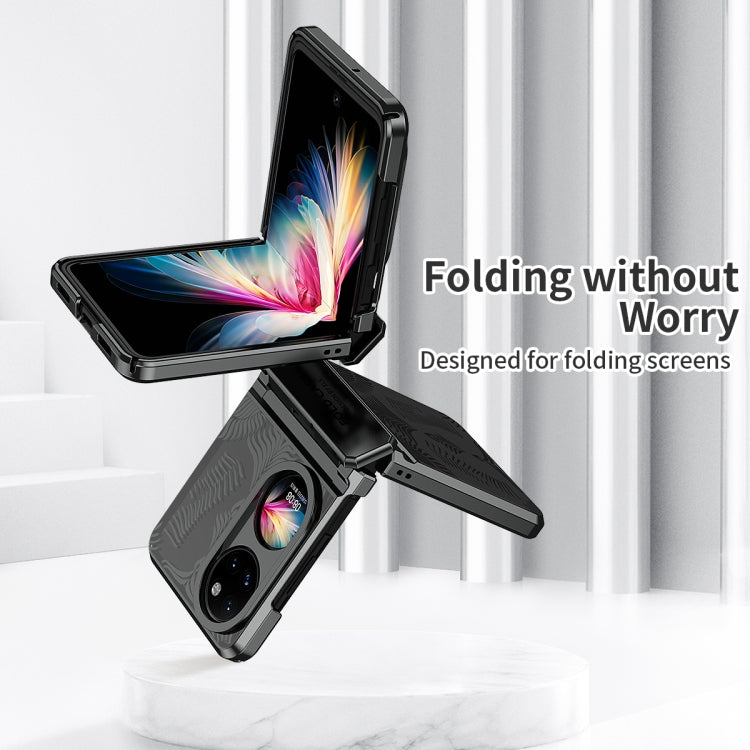 For Huawei P50 Pocket Angel Wings Electroplated Frosted Phone Case(Black)