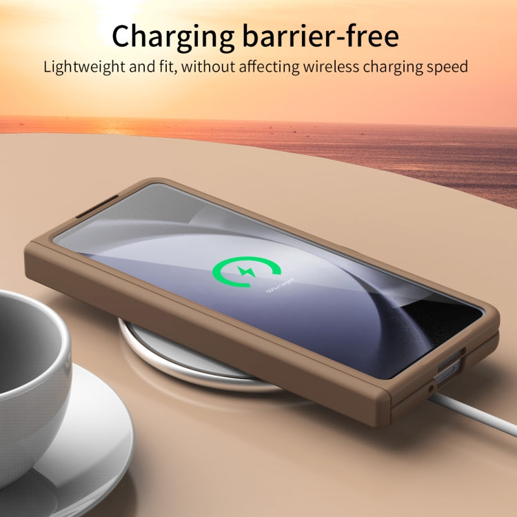 For Samsung Galaxy Z Fold5 Extraordinary Series Hinged Folding Full Phone Case with Pen Slot & Stylus(Coffee) - free shipping - PMC TechLife - Order now!