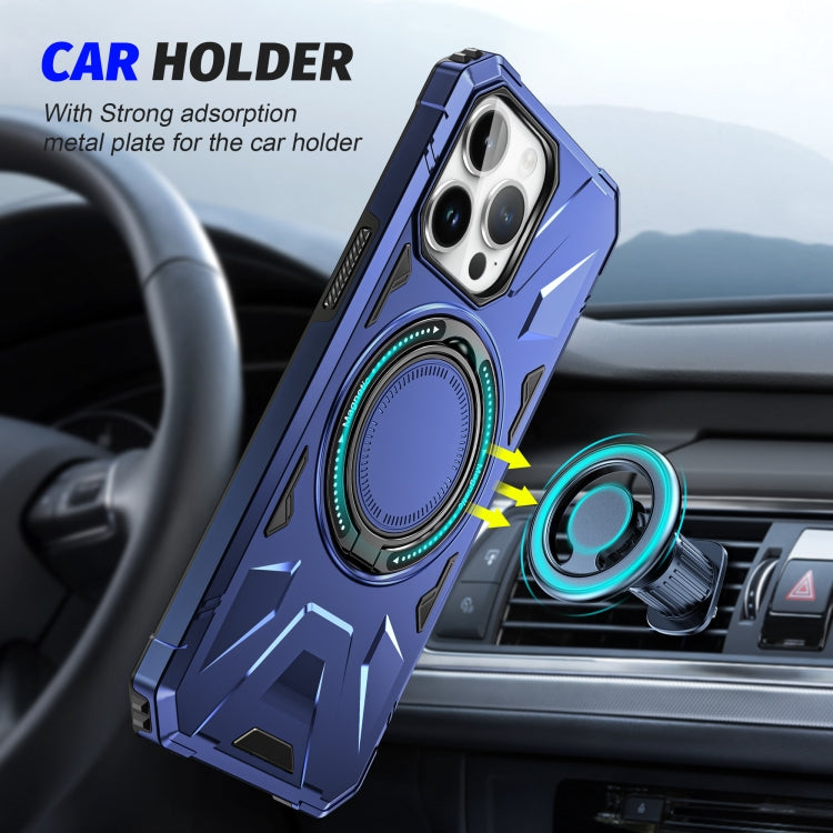 For iPhone 15 Pro Max MagSafe Magnetic Shockproof Phone Case with Ring Holder(Navy Blue)