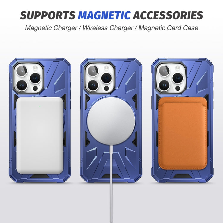 For iPhone 15 Pro Max MagSafe Magnetic Shockproof Phone Case with Ring Holder(Navy Blue)