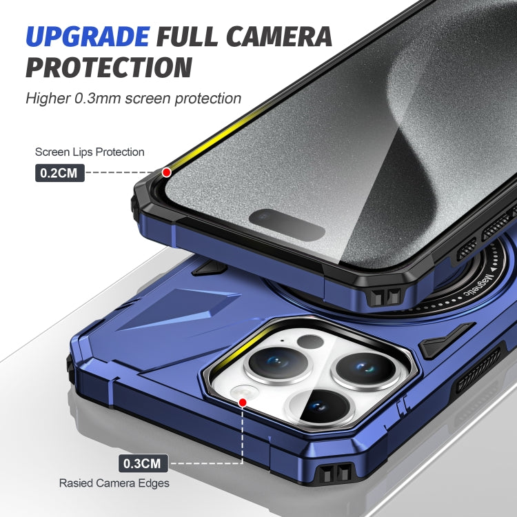 For iPhone 14 Pro Max MagSafe Magnetic Shockproof Phone Case with Ring Holder(Navy Blue)