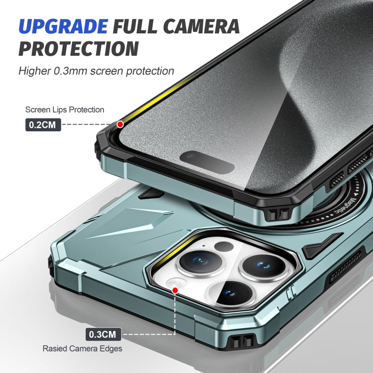 For iPhone 12 Pro Max MagSafe Magnetic Shockproof Phone Case with Ring Holder(Green)