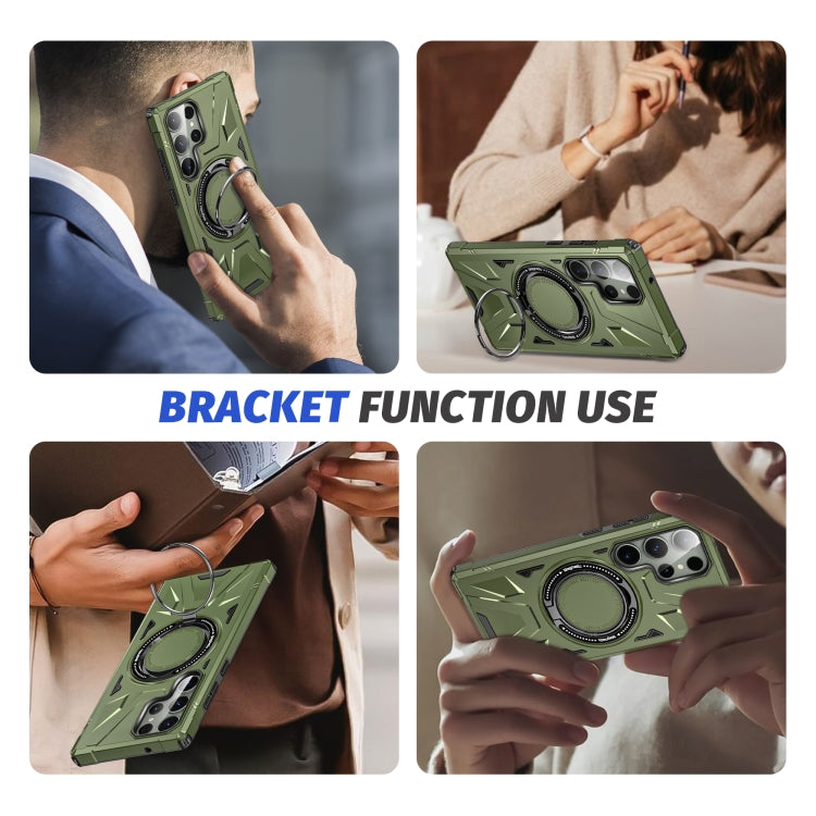 For Samsung Galaxy S23 Ultra 5G MagSafe Magnetic Shockproof Phone Case with Ring Holder(Dark Green) - Galaxy S23 Ultra 5G Cases by PMC TechLife | Online Shopping South Africa | PMC TechLife