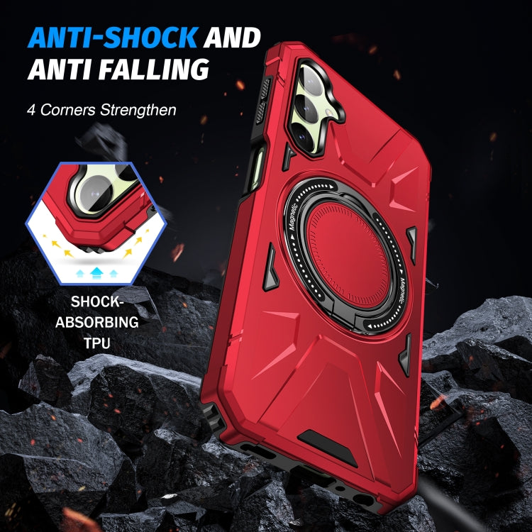 For Samsung Galaxy A24 4G/A25 5G MagSafe Magnetic Shockproof Phone Case with Ring Holder(Red)