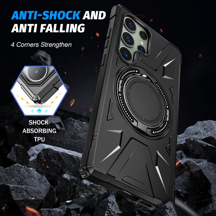 For Samsung Galaxy S24 Ultra 5G MagSafe Magnetic Shockproof Phone Case with Ring Holder(Black) - Galaxy S24 Ultra 5G Cases by PMC TechLife | Online Shopping South Africa | PMC TechLife