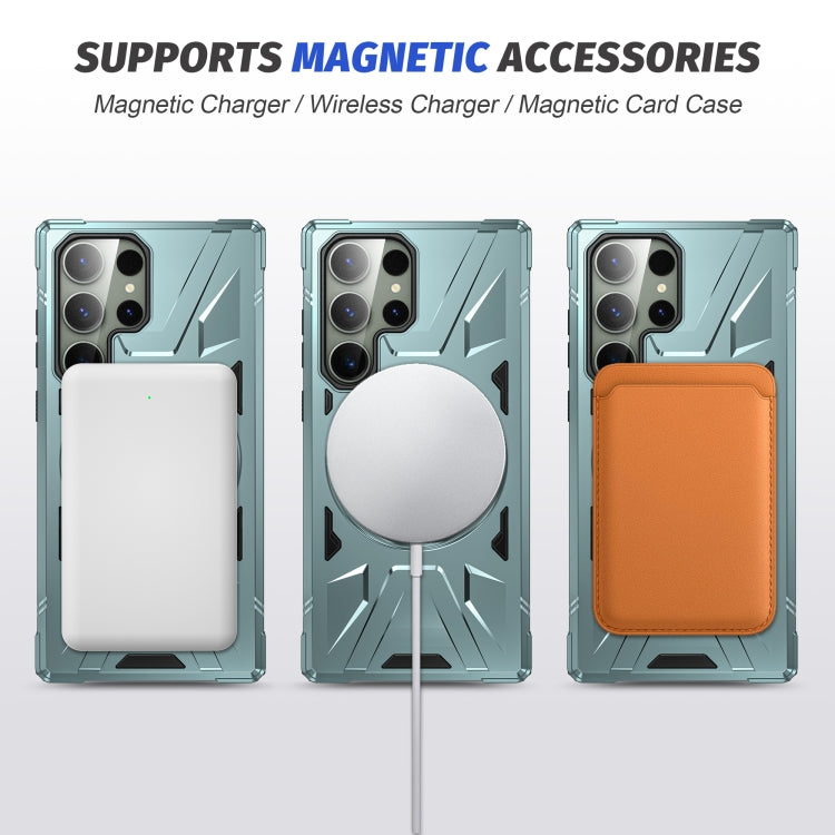 For Samsung Galaxy S24+ 5G MagSafe Magnetic Shockproof Phone Case with Ring Holder(Green)