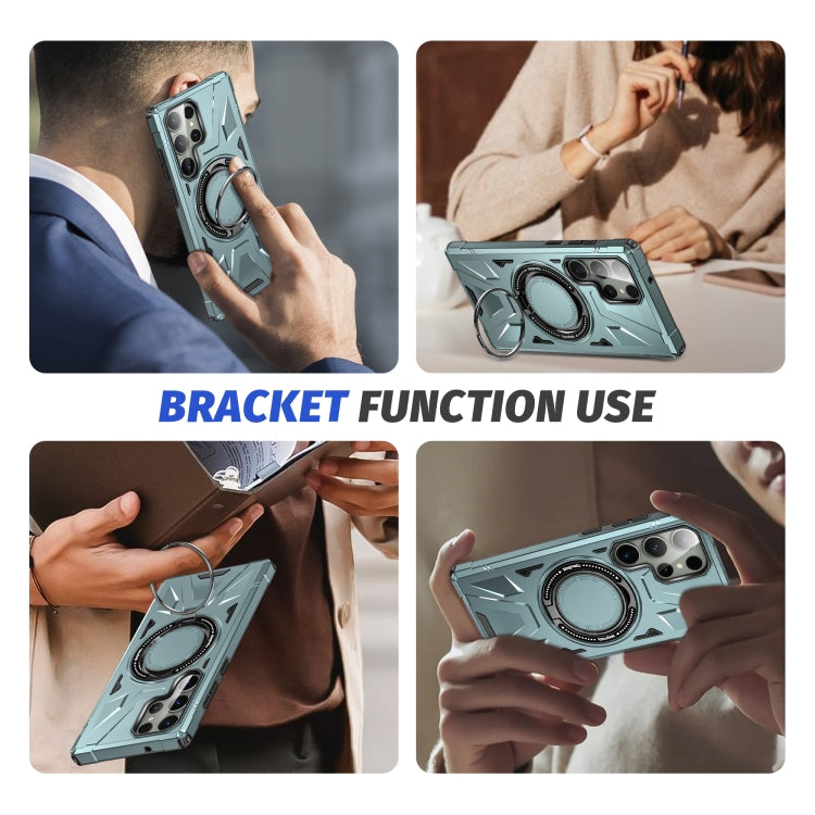 For Samsung Galaxy S24+ 5G MagSafe Magnetic Shockproof Phone Case with Ring Holder(Green)
