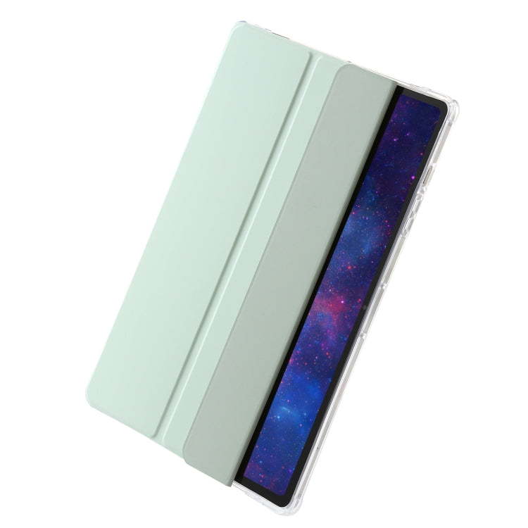 For Samsung Galaxy Tab S9 3-Fold Clear Acrylic Leather Tablet Case(Green)