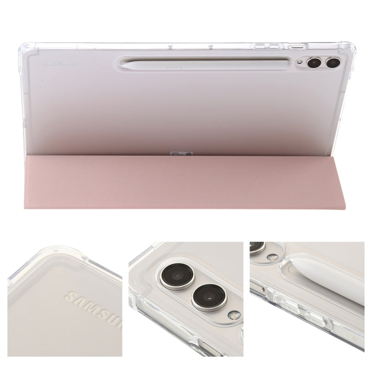 For Samsung Galaxy Tab S9 3-Fold Clear Acrylic Leather Tablet Case(Pink)