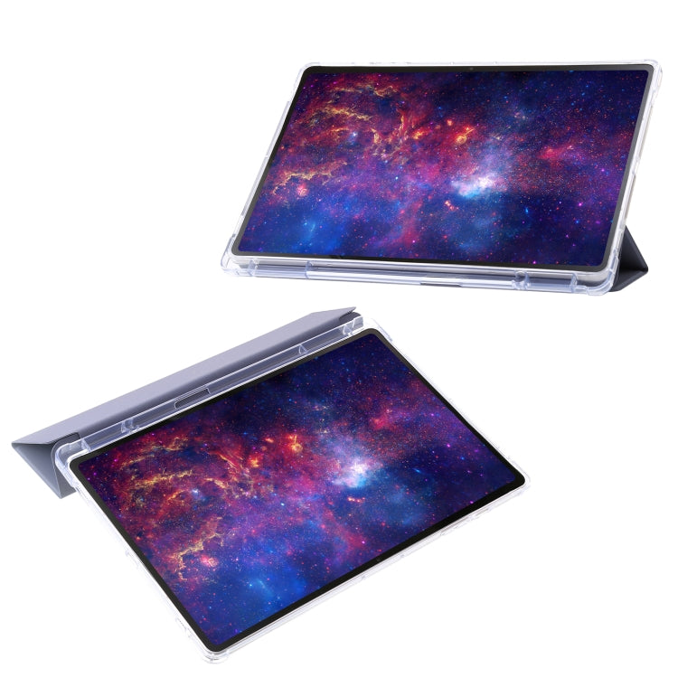 For Samsung Galaxy Tab S9+ 3-Fold Clear Acrylic Leather Tablet Case(Lavender)