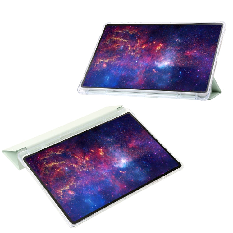 For Samsung Galaxy Tab S10 Ultra 3-Fold Clear Acrylic Leather Tablet Case(Green)