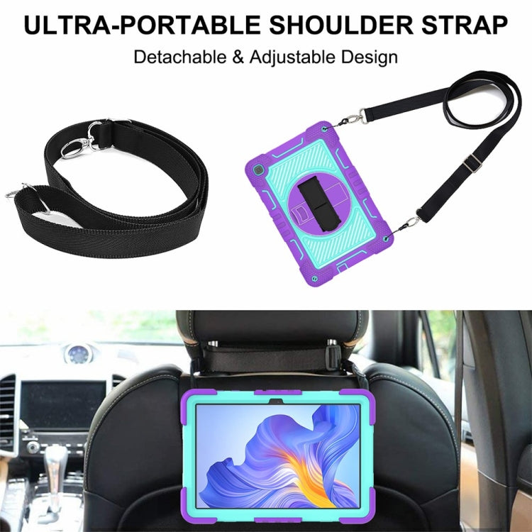 For Honor Pad X8 360 Degree Rotation PC Contrast Silicone Tablet Case(Purple + Mint Green)