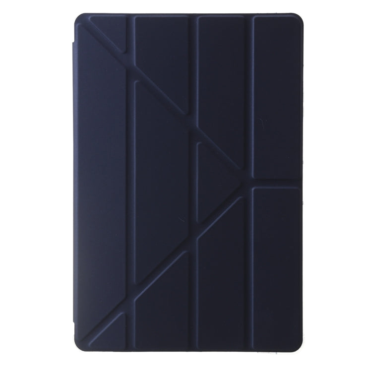 For Samsung Galaxy Tab S9 FE+ Clear Acrylic Deformation Leather Tablet Case(Dark Blue)