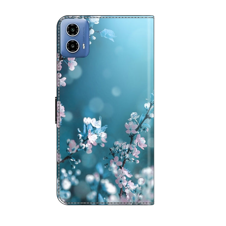 For Motorola Moto G24 Power Crystal 3D Shockproof Protective Leather Phone Case(Plum Flower)
