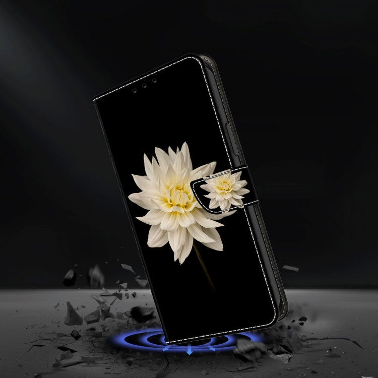 For Motorola Moto G04 Crystal 3D Shockproof Protective Leather Phone Case(White Flower)