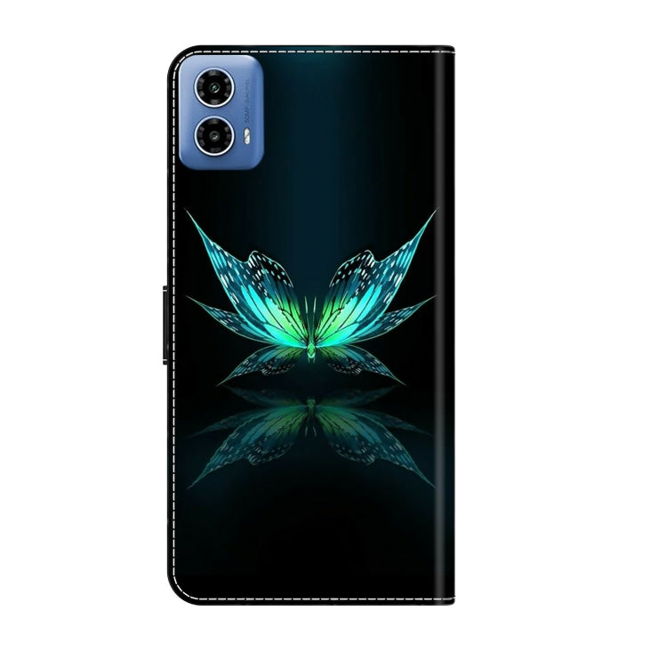 For Motorola Moto G34 Crystal 3D Shockproof Protective Leather Phone Case(Reflection Dutterfly)