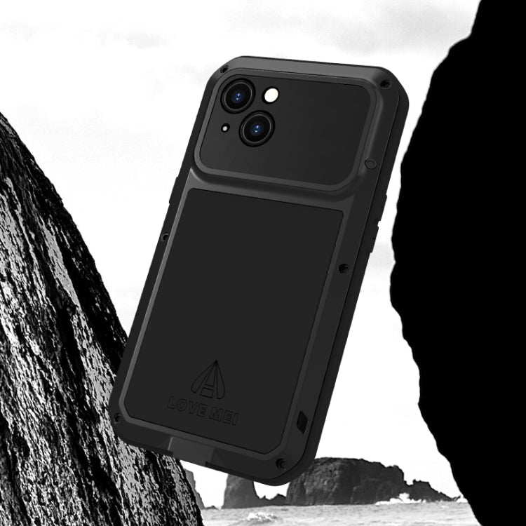 For iPhone 15 LOVE MEI Metal Shockproof Life Water-resistant Dustproof Phone Case(White)