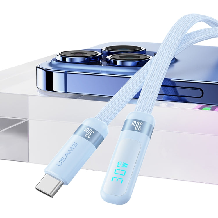 USAMS US-SJ652 PD 30W USB-C/Type-C to 8 Pin Aluminum Alloy Digital Display Fast Charging Elbow Data Cable, Length: 1.2m(Purple)