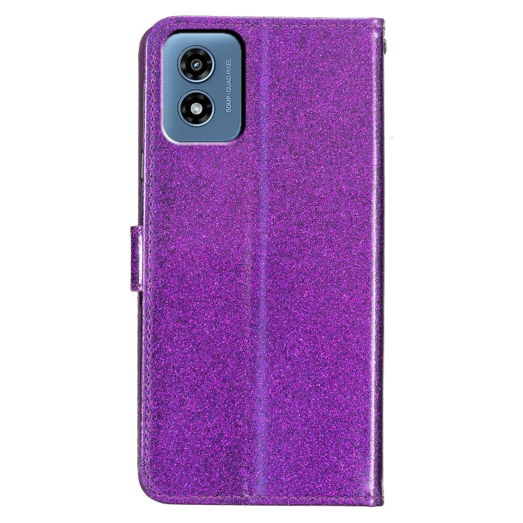 For Motorola Moto G Play 2024 Glitter Powder Flip Leather Phone Case(Purple)