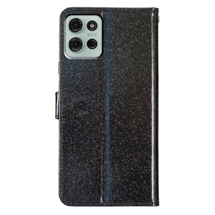 For Motorola Moto G56 5G Glitter Powder Flip Leather Phone Case(Black)