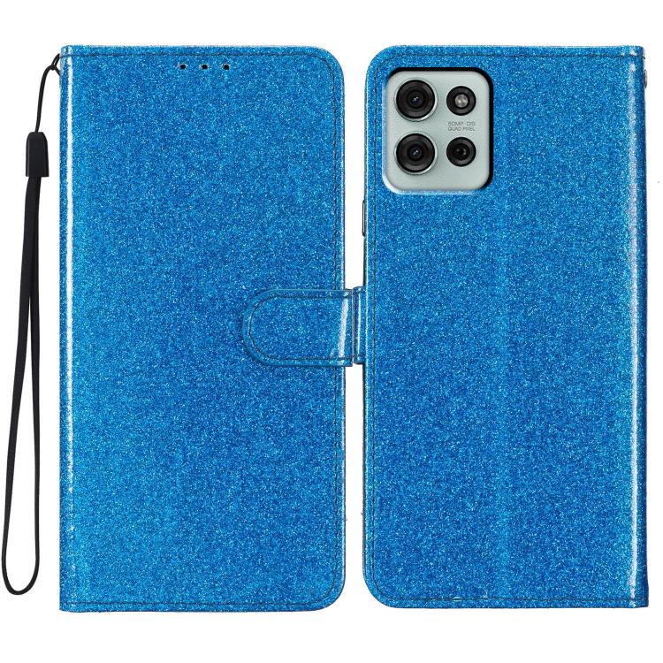 For Motorola Moto G56 5G Glitter Powder Flip Leather Phone Case(Blue)