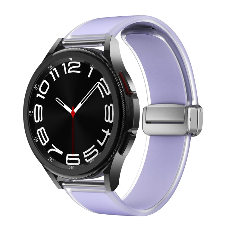 For Samsung Galaxy Watch6 / 5 / 4 Translucent Magnetic Silver Buckle Silicone Watch Band(Purple)
