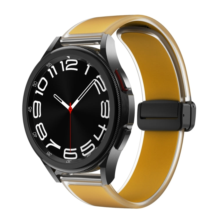 For Samsung Galaxy Watch6 / 5 / 4 Translucent Magnetic Black Buckle Silicone Watch Band(Dark Yellow)