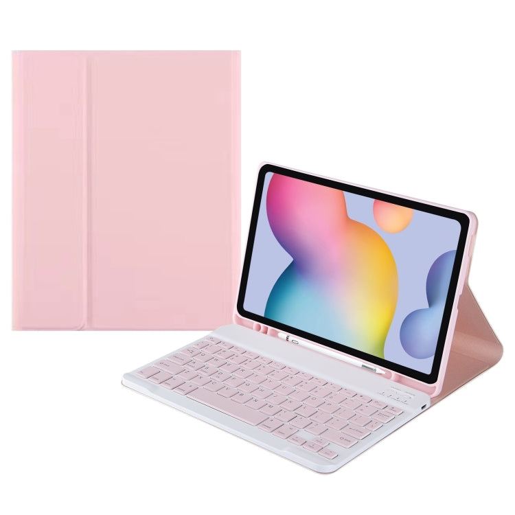 For Samsung Galaxy Tab A9 Square Cap Bluetooth Keyboard Leather Case with Pen Slot(Pink)