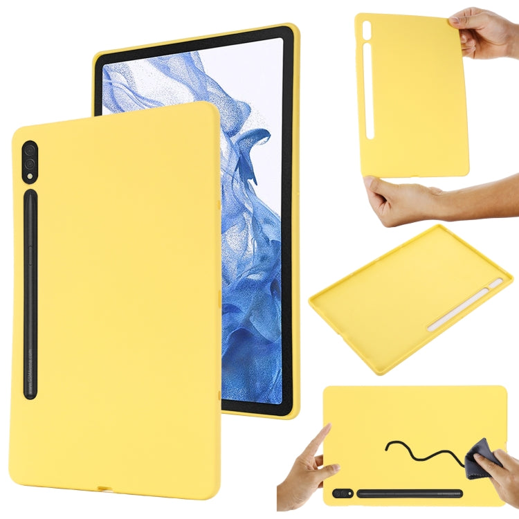 For Samsung Galaxy Tab S9 Ultra / S10 Ultra Pure Color Liquid Silicone Shockproof Tablet Case(Yellow)