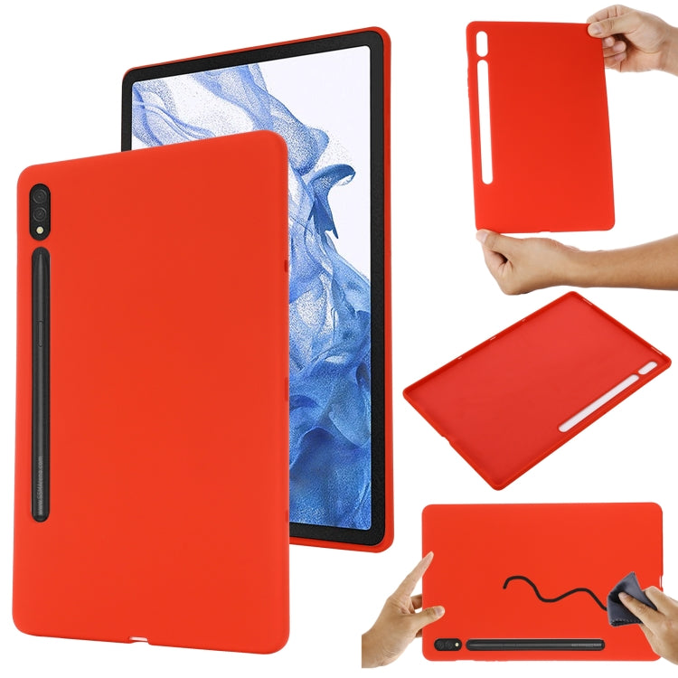For Samsung Galaxy Tab S9 Ultra / S10 Ultra Pure Color Liquid Silicone Shockproof Tablet Case(Red)