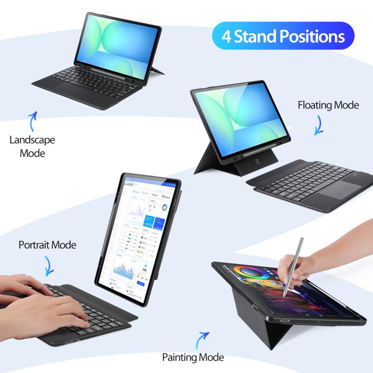 For Samsung Galaxy Tab S10 FE+ DUX DUCIS DK Floating Magnetic Keyboard Leather Tablet Case with Holder(Black) - free shipping - PMC Jewellery - Order now!