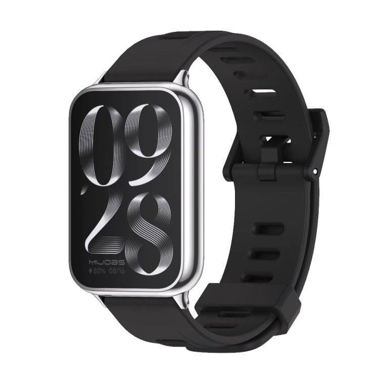 For Xiaomi Smart Band 9 Pro / 8 Pro Mijobs Flat Hole Breathable Silicone Watch Band(Black+Silver)