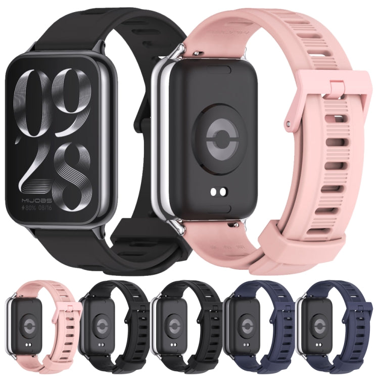 For Xiaomi Smart Band 9 Pro / 8 Pro Mijobs Flat Hole Breathable Silicone Watch Band(Black+Silver)