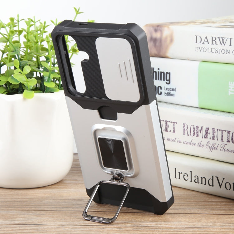 For Samsung Galaxy S24+ 5G Camera Shield Card Slot PC+TPU Phone Case(Silver) - Galaxy S24+ 5G Cases by PMC TechLife | Online Shopping South Africa | PMC TechLife