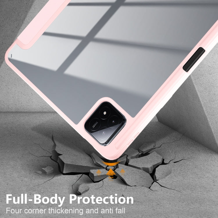 For Xiaomi Pad 6S Pro 12.4 Acrylic 3-Fold Solid Color Smart Leather Tablet Case(Pink) - More Tablet Cases by PMC TechLife | Online Shopping South Africa | PMC TechLife | Buy Now Pay Later Mobicred