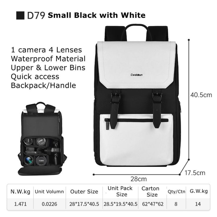 Cwatcun D79 Camera Backpack Multi-Functional Camera Dual Shoulders Bag, Size:40.5 x 28 x 17.5cm Small(Black White)